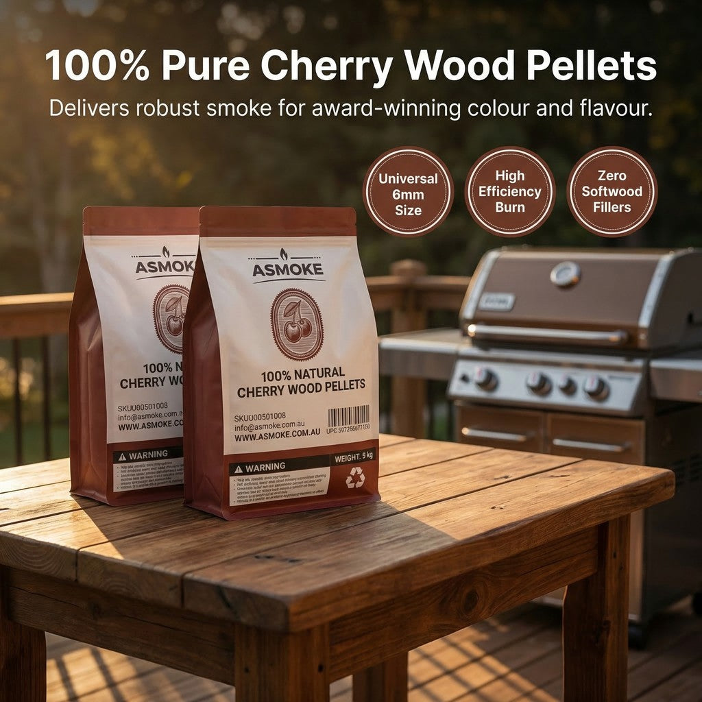 100% Natural Cherry Wood BBQ Smoker Pellets (9kg / 20lbs) x2