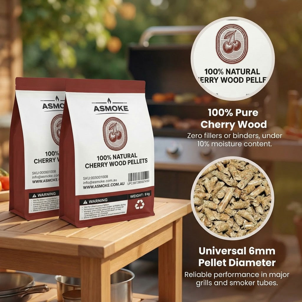 100% Natural Cherry Wood BBQ Smoker Pellets (9kg / 20lbs) x2