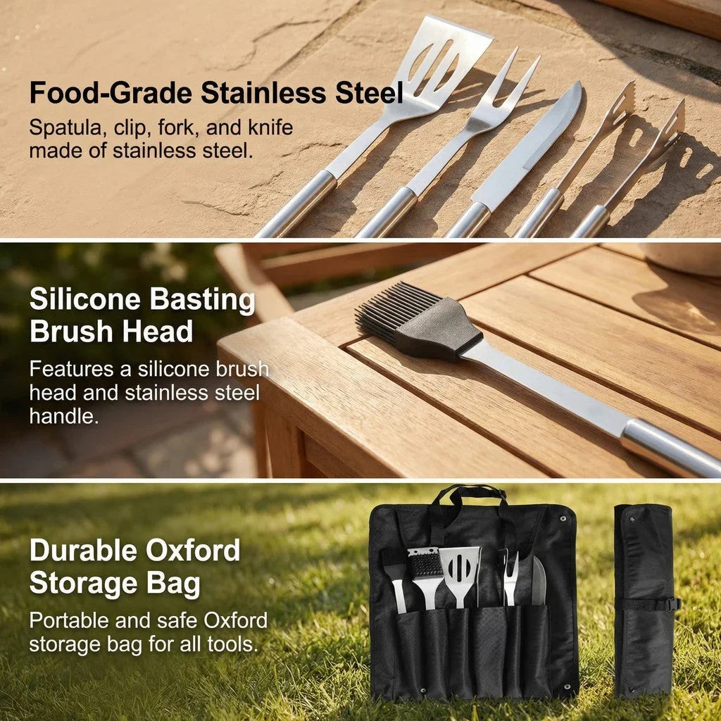 Essential Portable Smart Wood Pellet Grill Smoker & 6pc BBQ Tool Set + 20lb Applewood Pellets Bundle