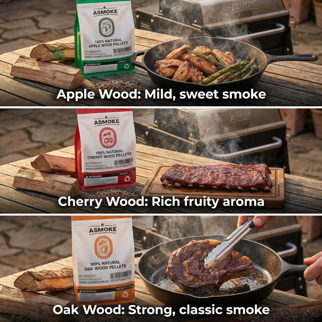 3-Piece Premium Wood Pellet Variety Pack - Oak, Cherry & Apple (3 x 2.27kg Bags)