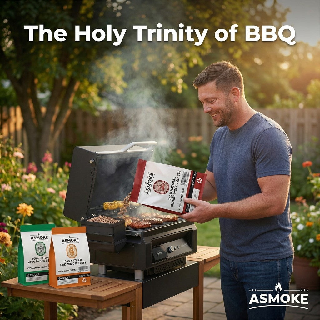 3-Piece Premium Wood Pellet Variety Pack - Oak, Cherry & Apple (3 x 2.27kg Bags)