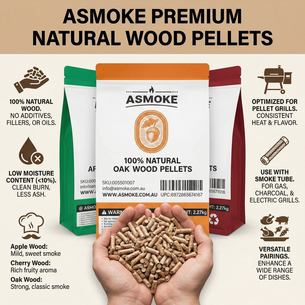 4-Piece Premium Wood Pellet Variety Pack - Oak, Cherry & 2x Apple (4 x 2.27kg Bags)