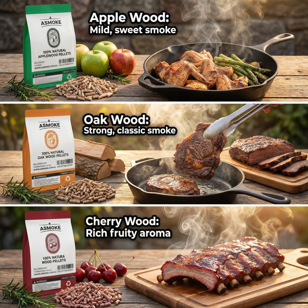 4-Piece Premium Wood Pellet Variety Pack - Oak, Cherry & 2x Apple (4 x 2.27kg Bags)