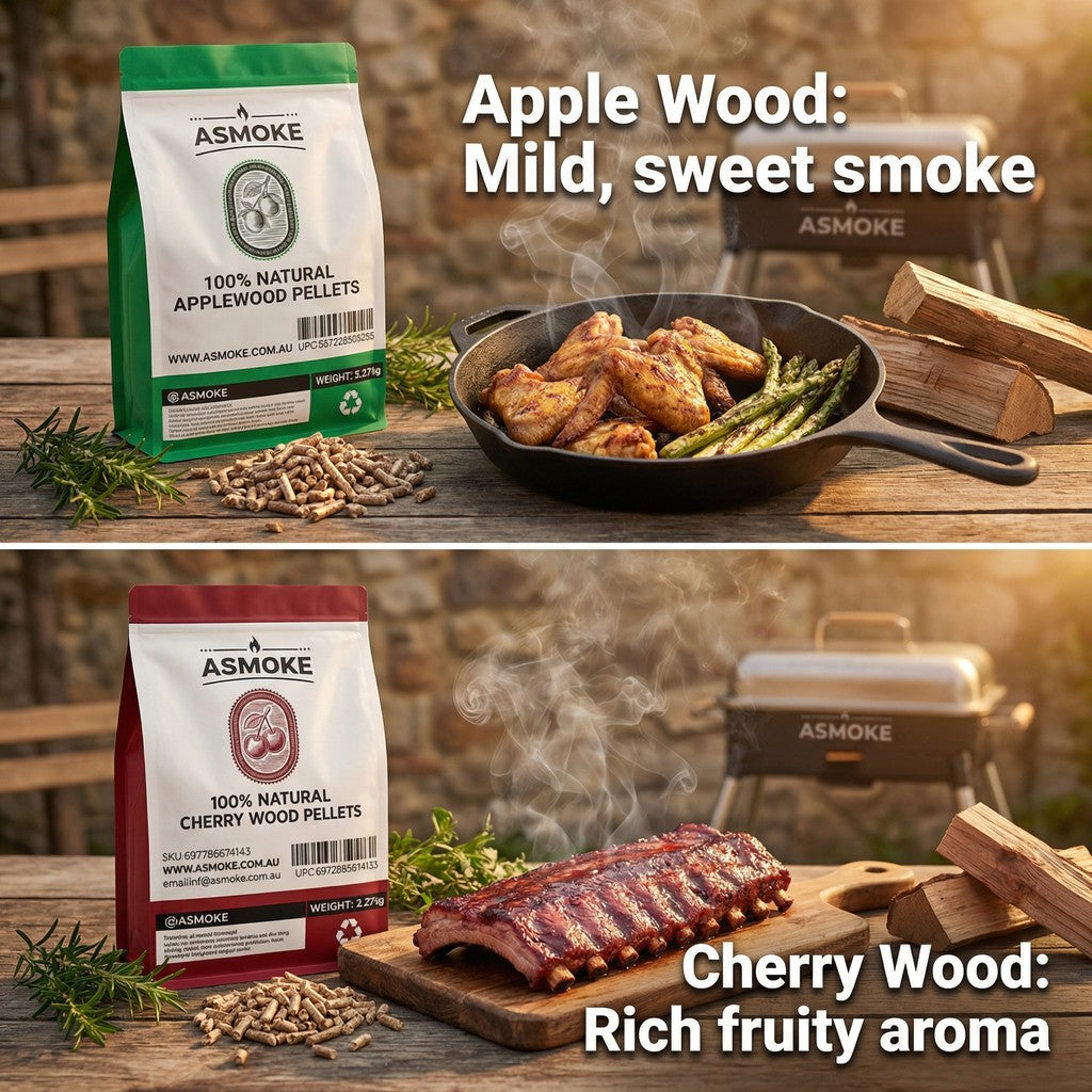 20lbs (9kg) Wood Pellet Sampler Bundle - 2-Flavour Variety Pack (2x Cherry, 2x Apple) - Best for Pork, Ribs & Poultry