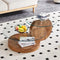 Round Glass Coffee Table – Double‑Layer Design with MDF Wood Legs, Modern