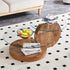 Round Glass Coffee Table – Double‑Layer Design with MDF Wood Legs, Modern