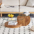 Round Glass Coffee Table – Double‑Layer Design with MDF Wood Legs, Modern