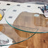 Round Glass Coffee Table – Double‑Layer Design with MDF Wood Legs, Modern