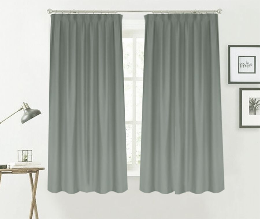 Blockout Curtains 260x160cm PINCH PLEAT+ Hooks High Level Fabric Grey Blue