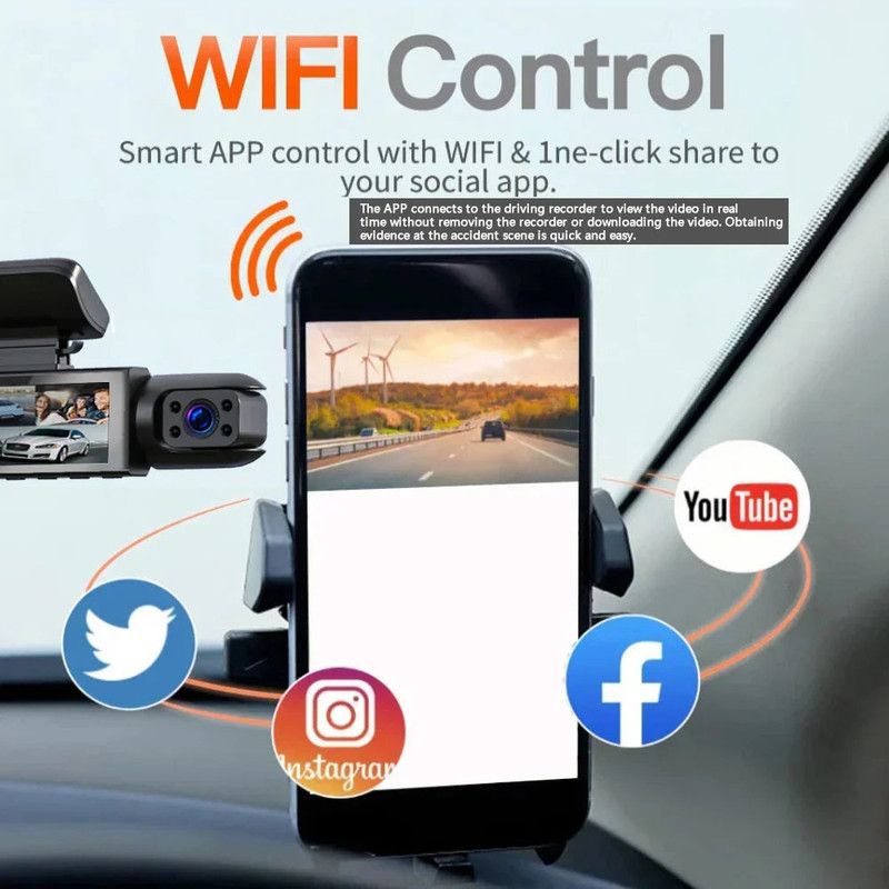 1080P WiFi Dual Lens Dash Cam Front Rear Car DVR
