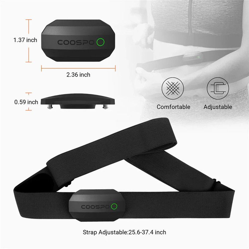 Dual Mode Heart Rate Sensor  ANT+ And Bluetooth Chest Strap Black