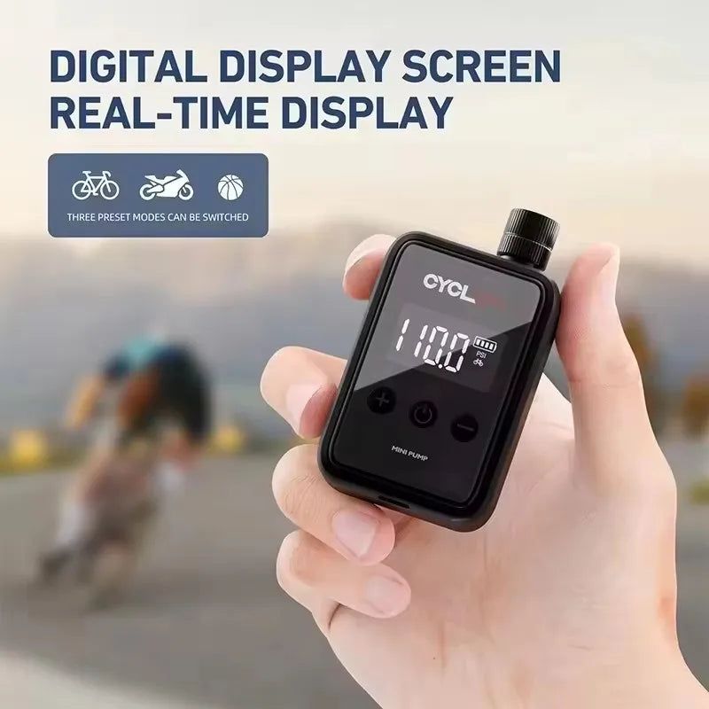 Mini Electric Bike Pump with 150 PSI Pressure, USB Rechargeable, Portable