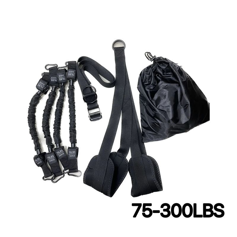 Pull-Up Assistance Bands Set 300LB Resistance, Black, Steel Buckle Fitted