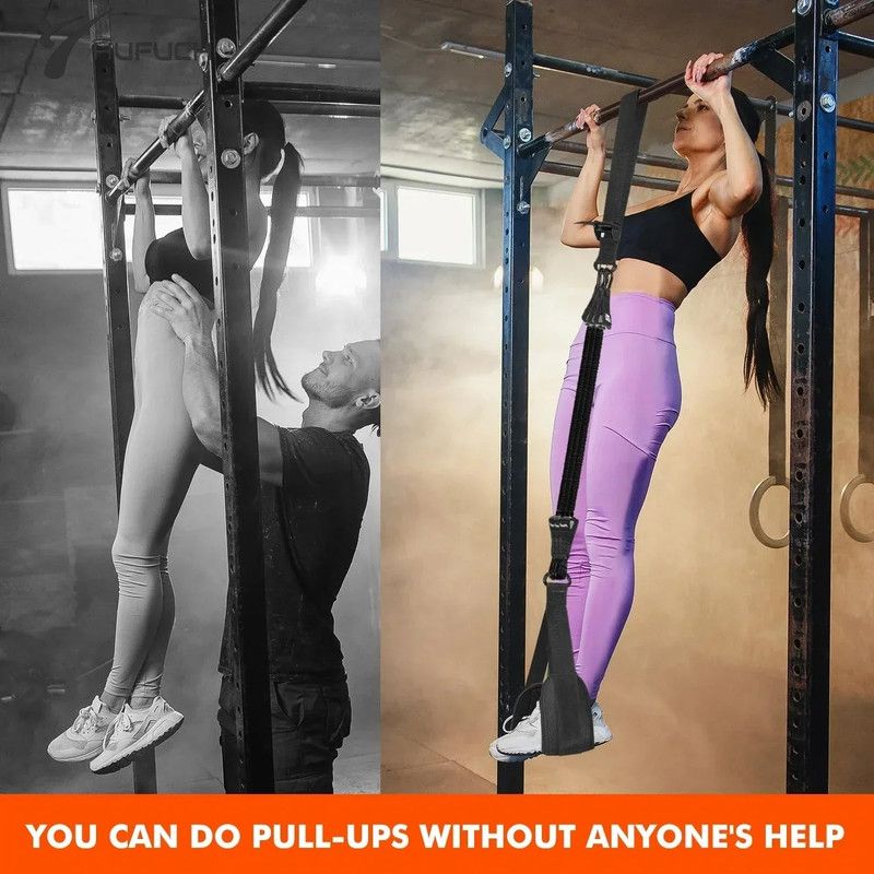 Pull-Up Assistance Bands Set 300LB Resistance, Black, Steel Buckle Fitted