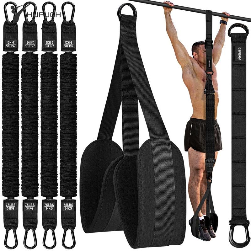 Pull-Up Assistance Bands Set 300LB Resistance, Black, Steel Buckle Fitted