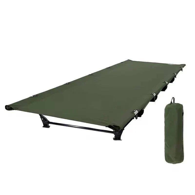 Portable Camping Cot Compact Folding Bed, Green, Aluminum Alloy, 150kg Cap