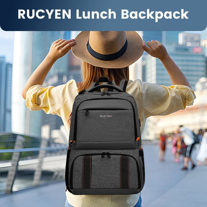 Waterproof Insulated Cooler Backpack in Black, Laptop Compartment, 15.6in