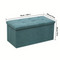 Linen Foldable Storage Stool Chair Box in Dark Green, Flip Top Design Set
