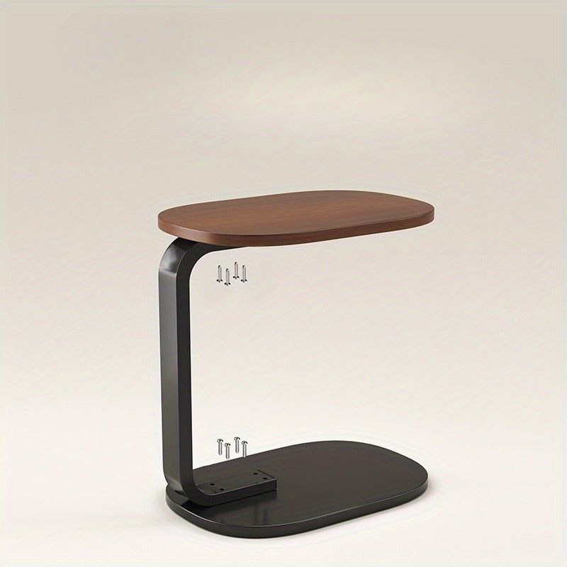 C-Shaped Side Table with Metal Frame