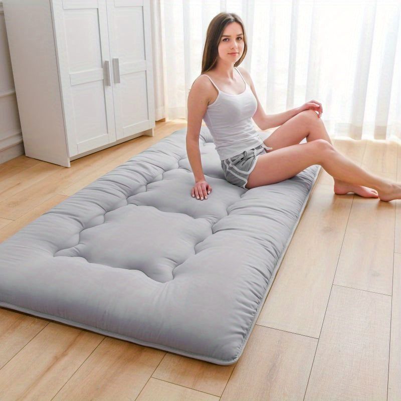 Foldable Tatami Floor Futon Mattress Pad in Grey, 100 x 200cm, Quilted