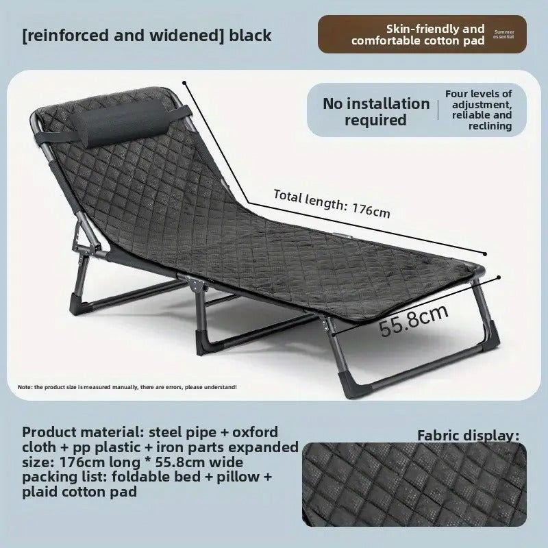 Foldable Oxford Cloth Sun Lounger with Headrest
