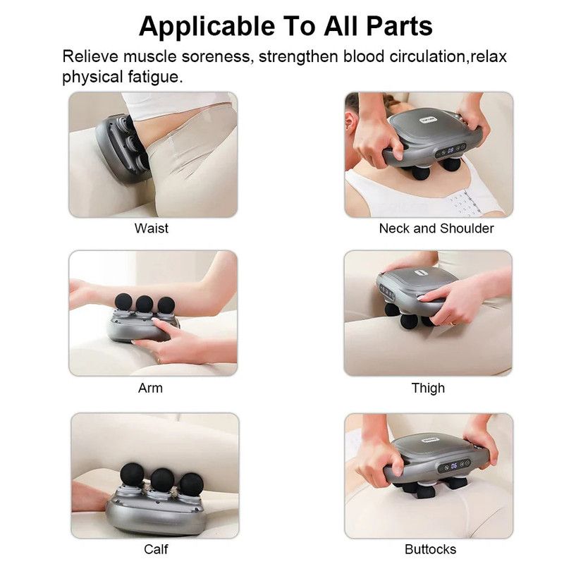 6-Head Fascia Massage Gun Tissue Muscle  Black
