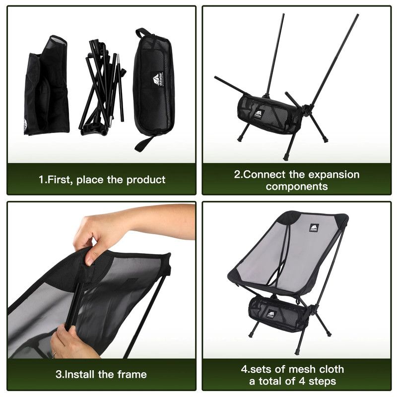 2-Piece Outdoor Folding Moon Chair Set in Black Mesh, 60 x 47cm Seat Now