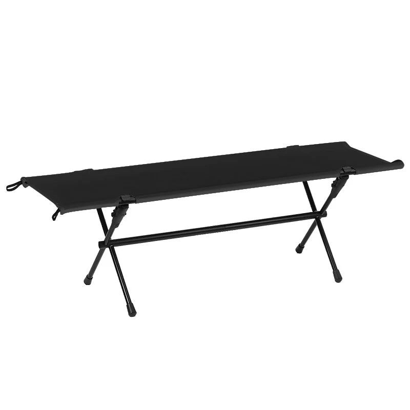 Folding Double Camping Stool in Black, Aluminium Frame, 200kg Capacity