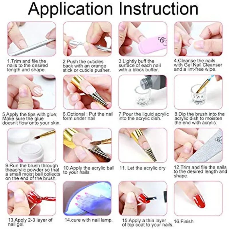 Ultimate Professional Acrylic Nail Kit with Tips, Powders, Brushes Set