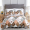 Queen Quilted Bedspread Set 3-Piece Rust Brown Patchwork Coverlet & Pillowcases