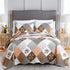 Queen Quilted Bedspread Set 3-Piece Rust Brown Patchwork Coverlet & Pillowcases