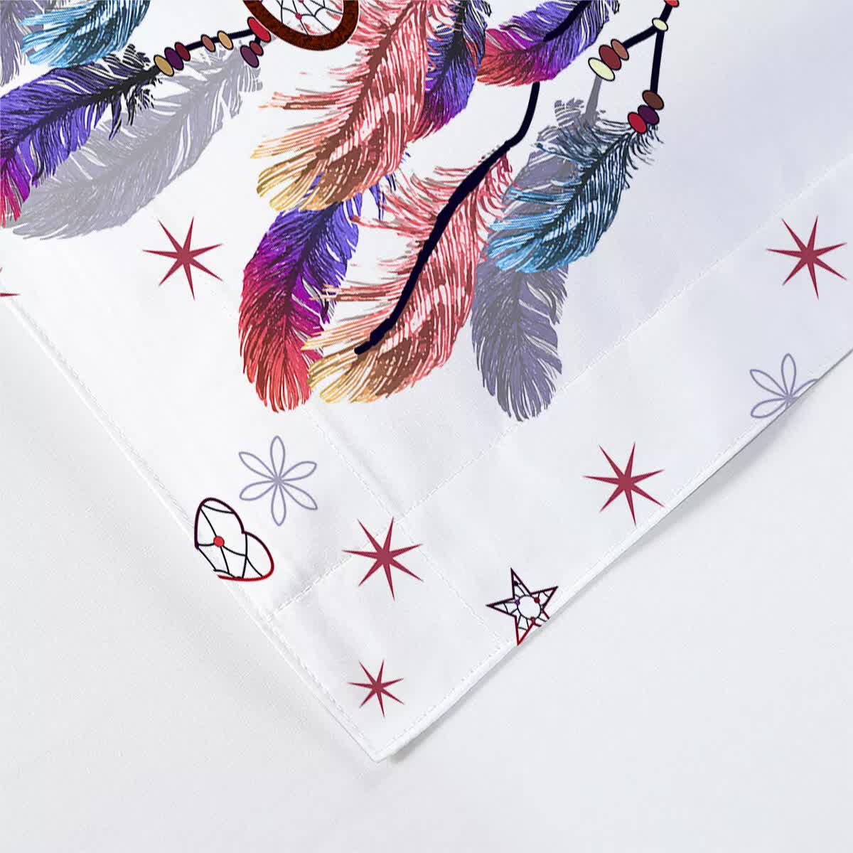 Queen Duvet Cover Set White Dream Catcher Print Quilt Cover with Pillowcases