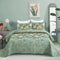 Meadow Butterfly Green Quilted Bedspread Set with Floral Details and Pillowcases