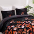 Black and Red  Leaves Quilted Bedspread & Pillowcase Set