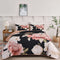 Blossom Trio Quilted Coverlet Set with Pillowcases (Black, Red & Pink