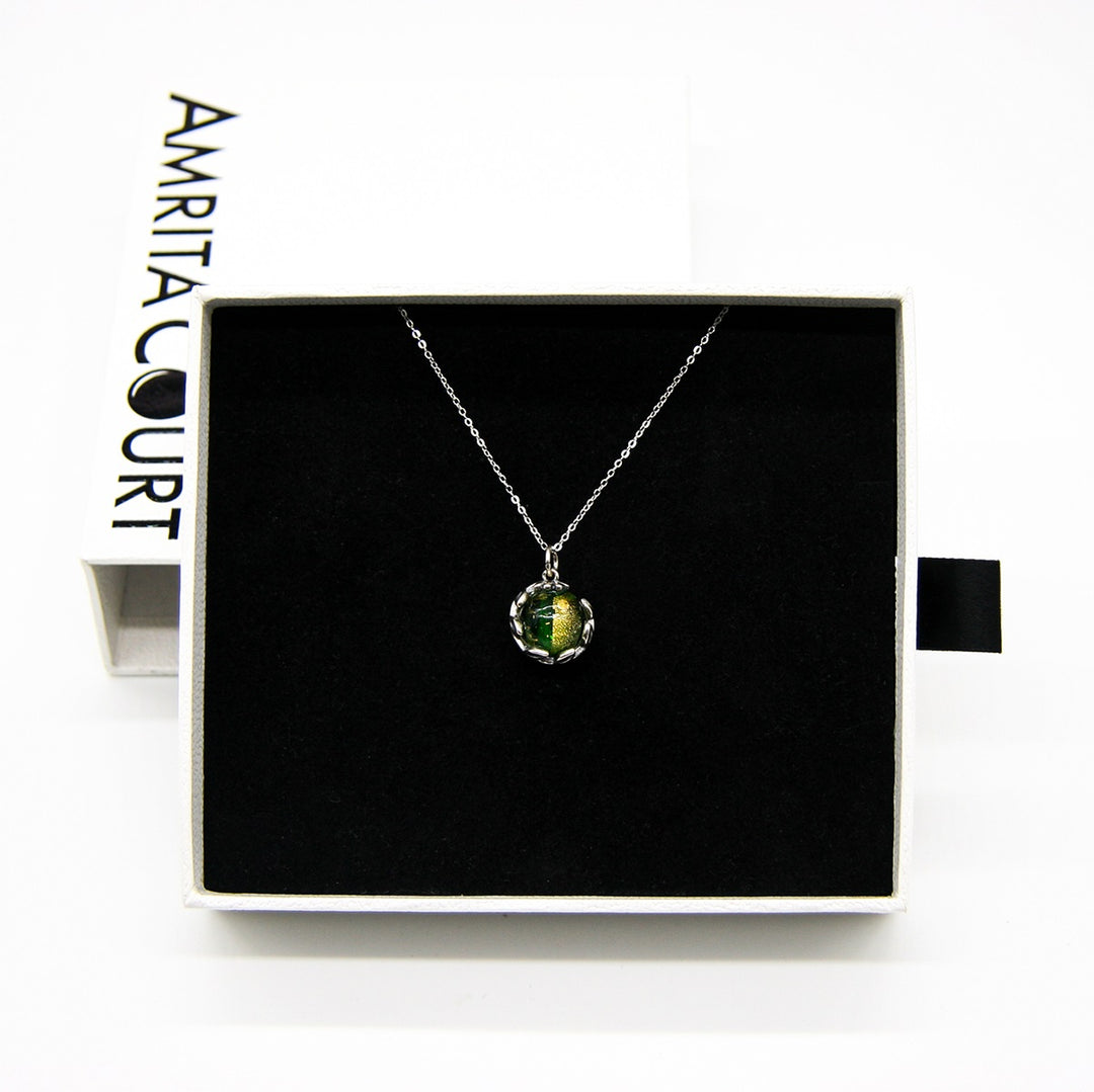 Gift Box - Aroma Necklace White Gold - Planet Aurum Verdant (Gold Green) + Purify Oil Blend