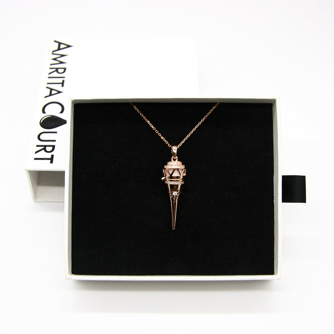 Gift Box - Cone Rose Gold Aroma Necklace + Purify Oil Blend