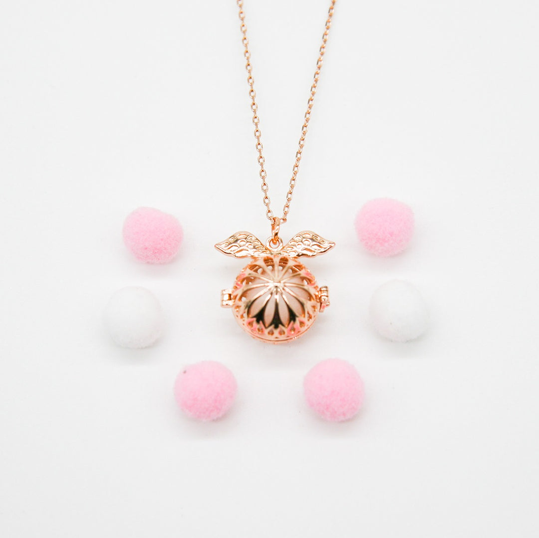 Gift Box - Angel Ball Rose Gold Aroma Necklace + Purify Oil Blend