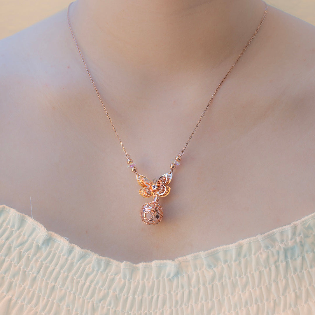 Gift Box - Butterfly Rose Gold Aroma Necklace + Purify Oil Blend