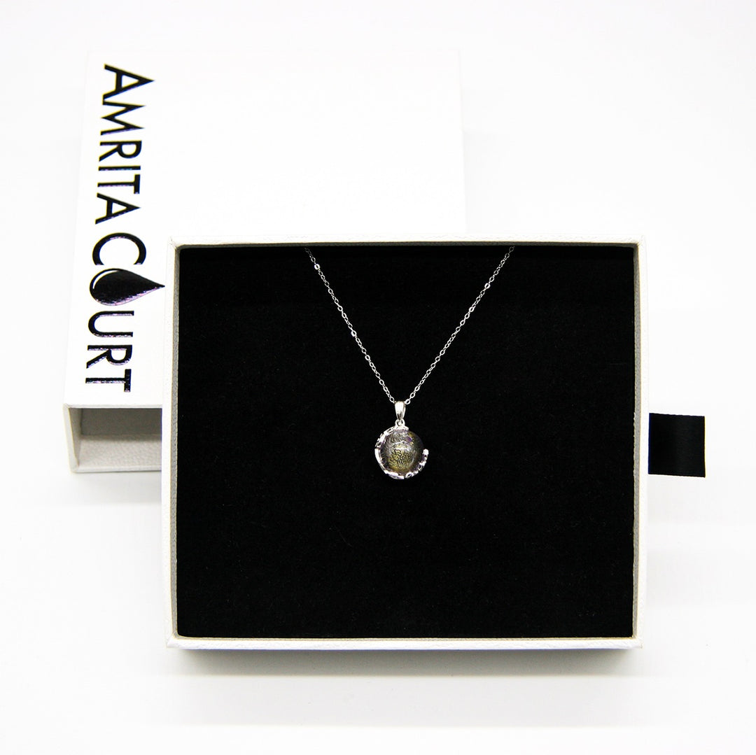 Gift Box - Aroma Necklace White Gold - Planet Lunar Lavender (Lanvender Purple) + Purify Oil Blend