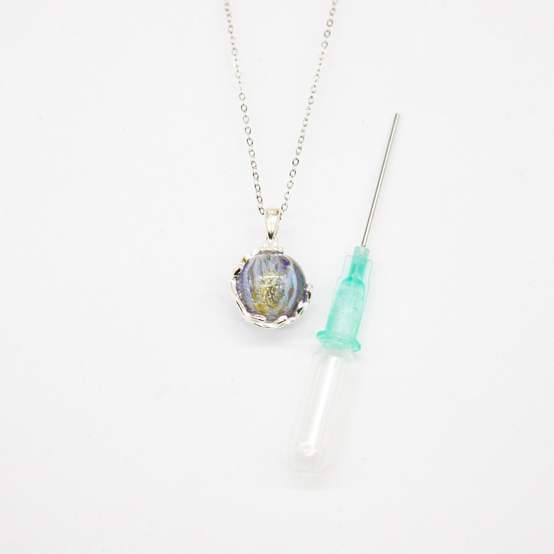 Gift Box - Aroma Necklace White Gold - Planet Lunar Lavender (Lanvender Purple) + Purify Oil Blend