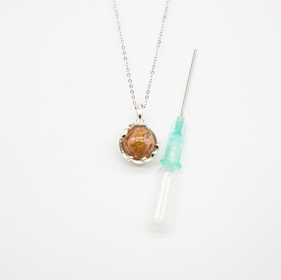 Gift Box - Aroma Necklace White Gold - Planet Plutonian Amethyst (Golden Purple) + Purify Oil Blend