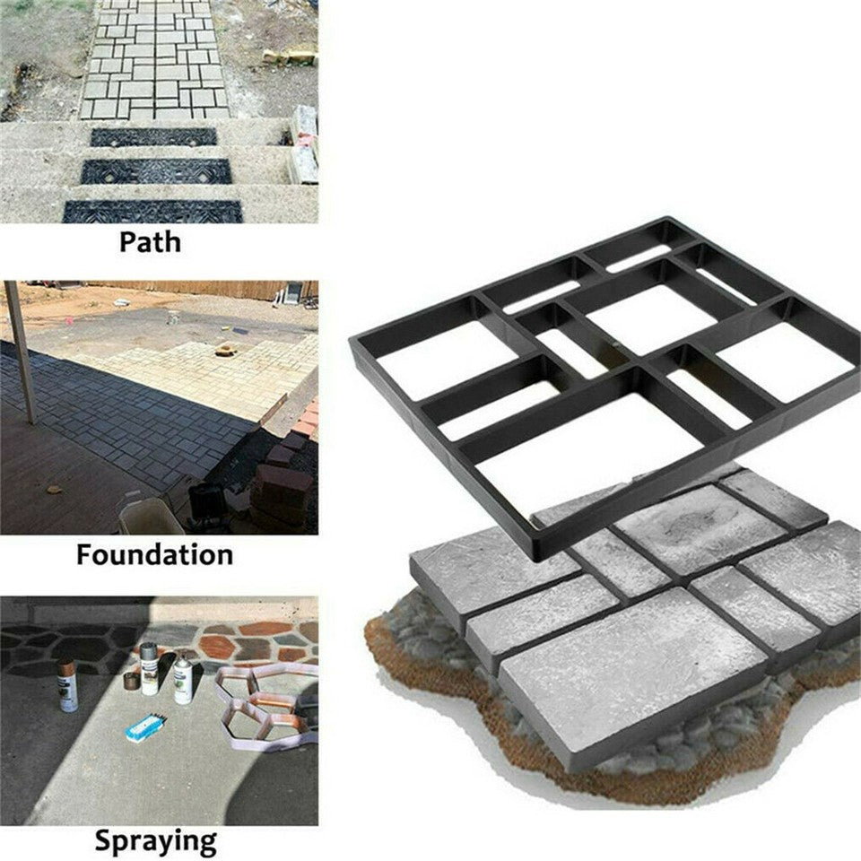 10Grids Garden Paving Brick Patio Concrete Slabs Maker Path Driveway Stone Mould