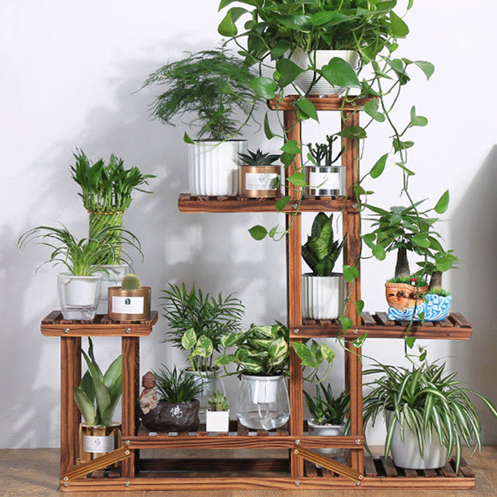 6-Tier Rustic Wooden Step Plant Stand
