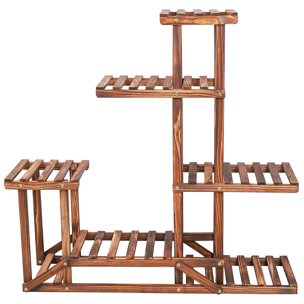 6-Tier Rustic Wooden Step Plant Stand