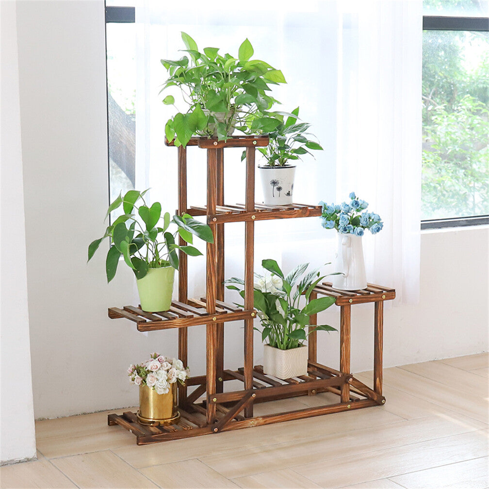6-Tier Rustic Wooden Step Plant Stand