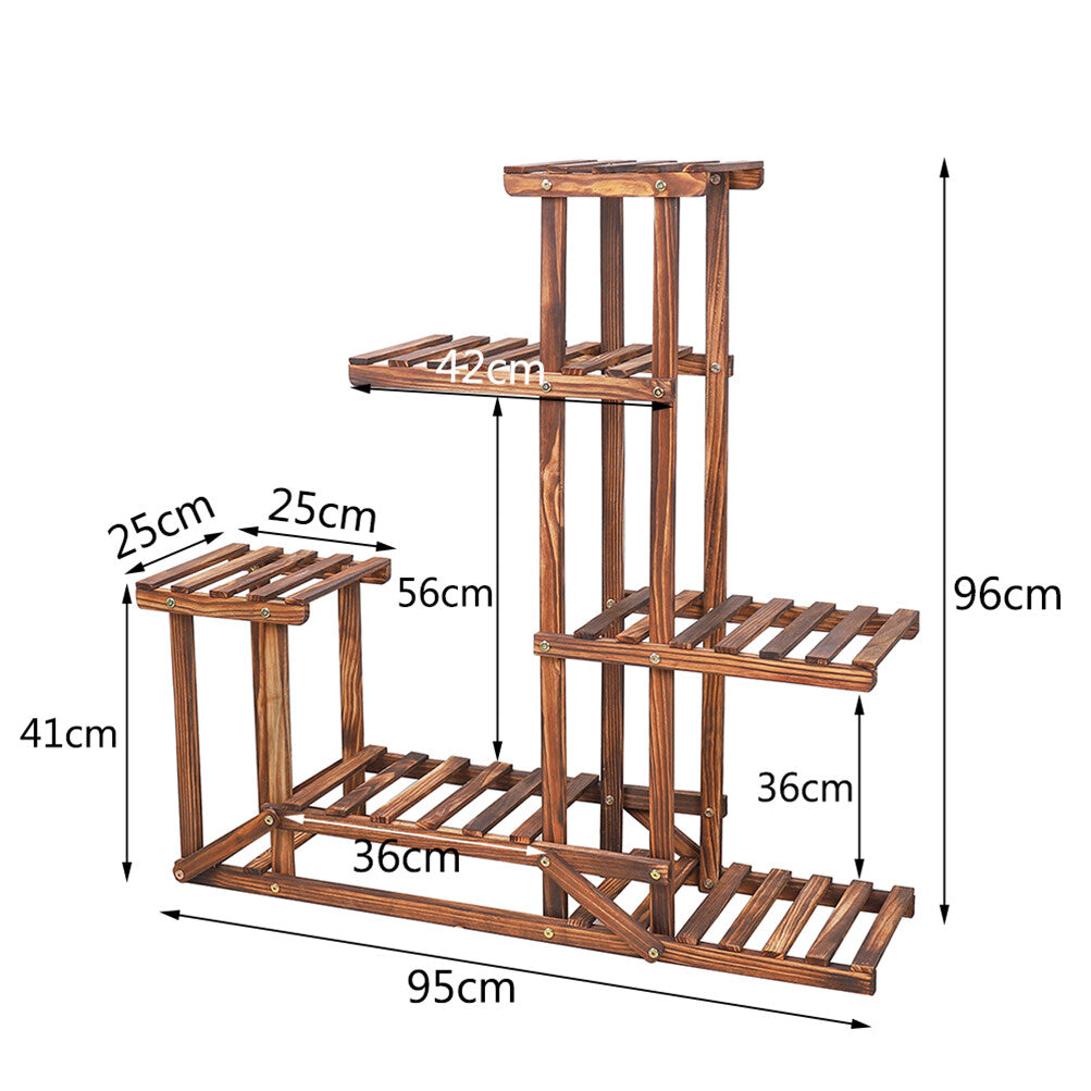 6-Tier Rustic Wooden Step Plant Stand