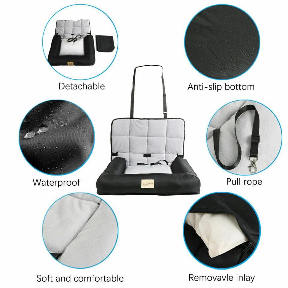 Medium Sized Waterproof Dog Car Seat Bed with Safety Belt