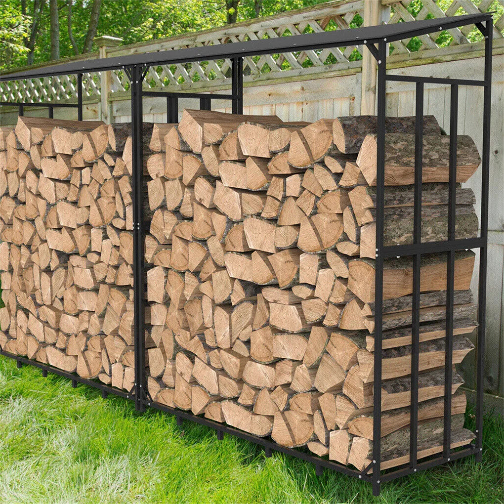 Heavy Duty Firewood Log Rack Large Storage Holder Shed Rack Outdoor Garden Yard