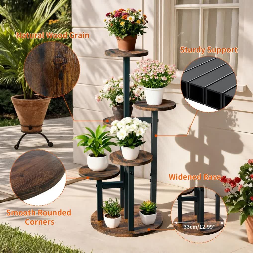 Multi-Tier Flower Plant Stand Industrial Metal Garden Flower Pots Rack AU
